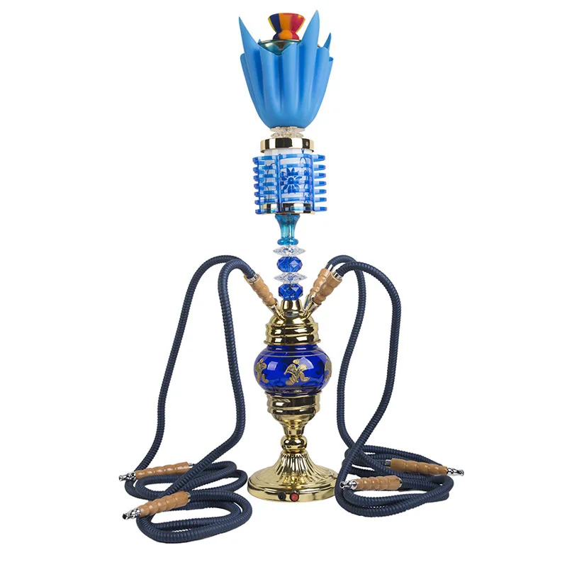 Arab Hookah with LED Light four person Shisha Hookah Set Bowl Silicone
