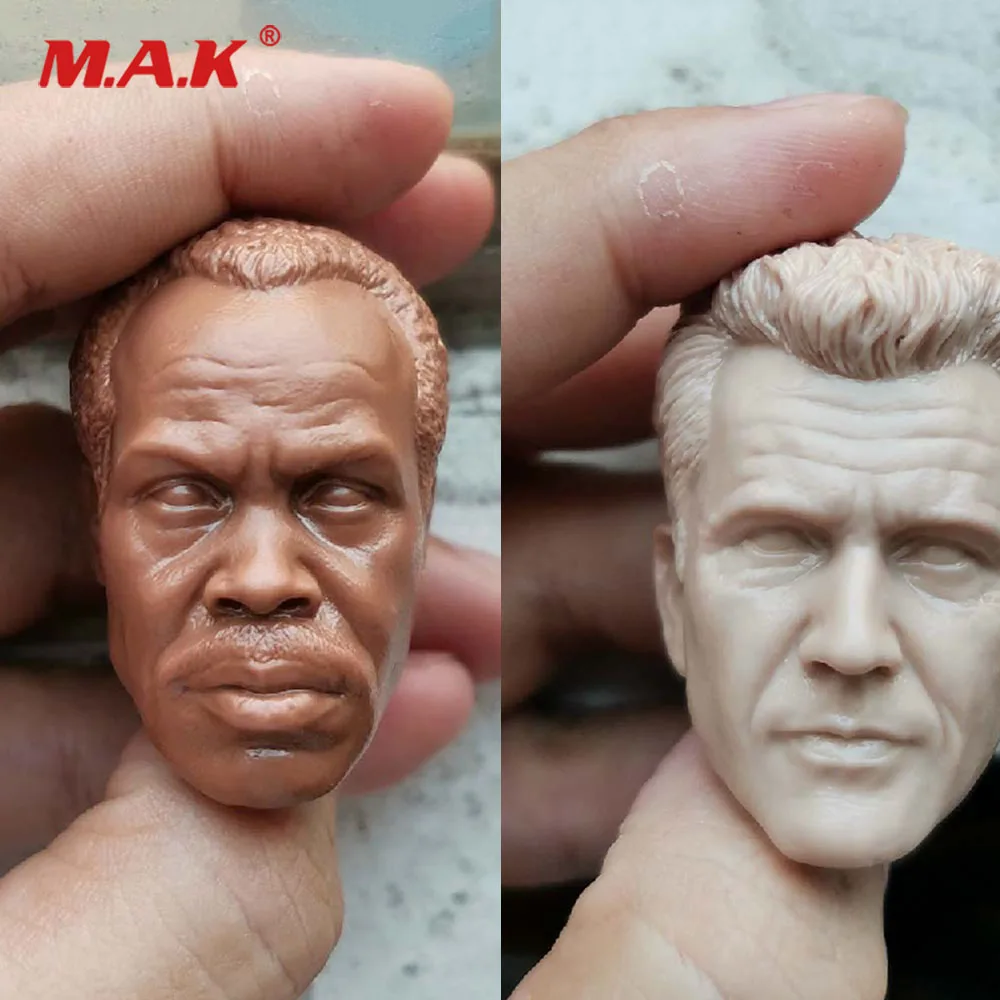 

1/6 Scale PVC Male Head Sculpt Unpainted White Head Mel Columcille Gerard Gibson/Danny Glover Model for 12 inches Action Figure