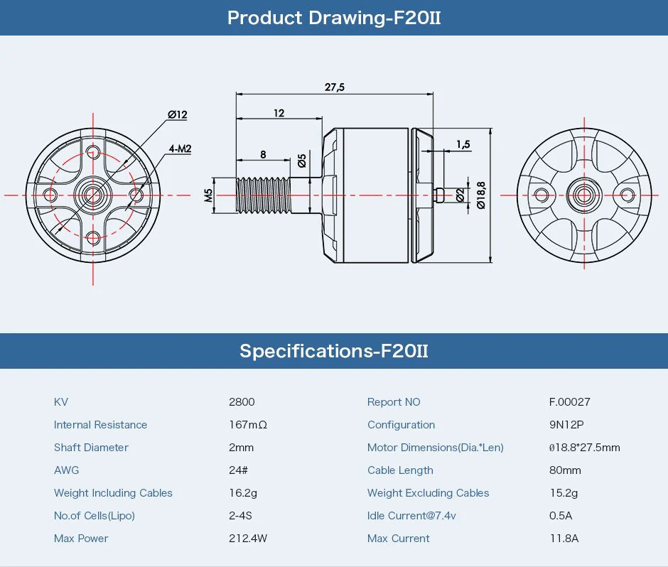 4 piezas T-Motor F20II F20 II 1408 2800KV мотор sin escobillas a 2-4 S para 130 de 140 150 мультиротор RC Дрон FPV гоночный