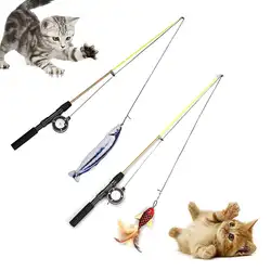 Палочка для домашних кошек, котенок, Забавный прорезыватель, удочка, выдвижная палочка, кошачья мята, в форме рыбы, грейппиж, колтенсток