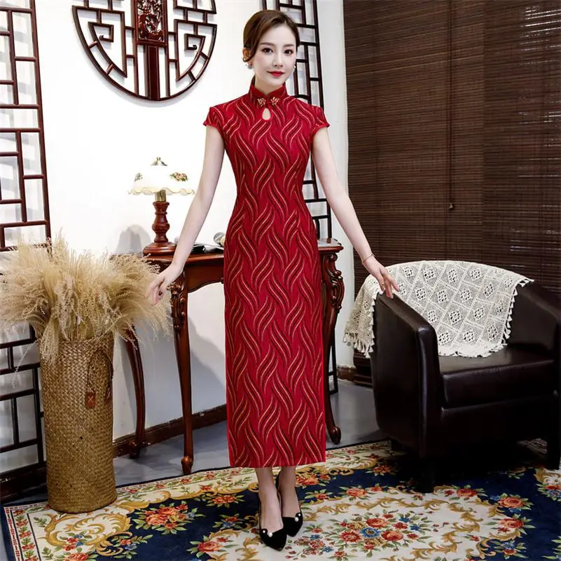 Сексуальное Кружевное Чонсам с высоким разрезом элегантное тонкое длинное Qipao ручной работы на пуговицах китайское вечернее платье плюс