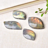 Labradorite naturelle en forme de feuille, bleu, violet, jaune, ornements minéraux, pierre de guérison énergétique, bijoux à bricoler soi-même, décoration de la maison Reiki 3