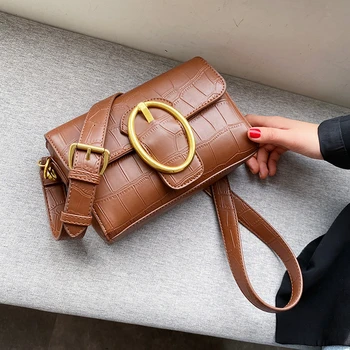 

2020 Fashion Woman PU Leather Shoulder Bag Stone Flap Versatile Hasp Crossbody Luxury Purses And Handbags Women Bags Designer