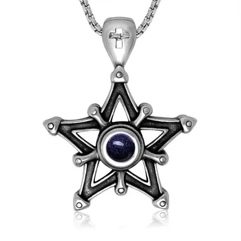 

Thomas Blue Sandstone Star Plated silver Pendant & Silver Color Necklace, Rebel Heart Jewelry for Men Women TS my NB130