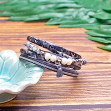 Модный Многослойный кожаный браслет ручной работы на ремешке, жемчужный браслет с магнитной застежкой для женщин и девушек, вечерние, подарок