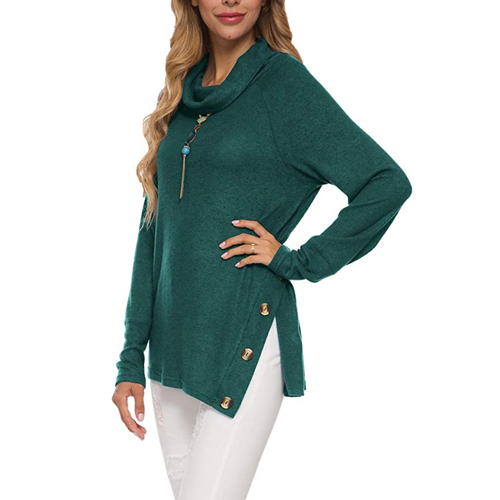 Polyester Gift Stylish Women Tops Casual Dating Solid Party Cowl Neck Shopping Long Sleeve Street Loose Fit Autumn Winter | Женская