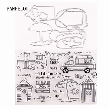 

Cutting dies Seaside Holiday Transparent Silicone Rubber Clear Stamps cartoon Scrapbooking/DIY Christmas Children's toys album