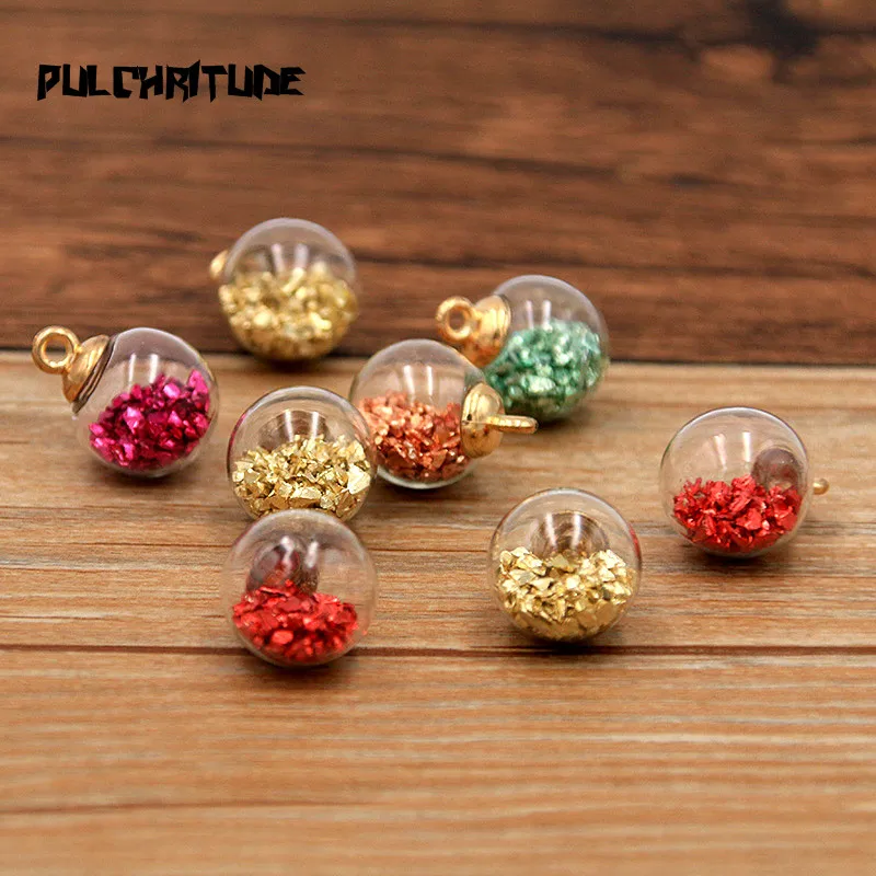 10pcs 6 Color 16mm Transparent Glass Ball Charm Pendant With Box For Bracelet Necklace Jewelry Making DIY Earring Finding