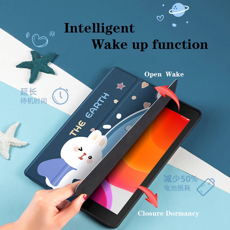 

Funda For iPad Air2 9.7-inch case with pencil case smart sleep wake PU silicone tri-fold stand cover for iPad Air2 case