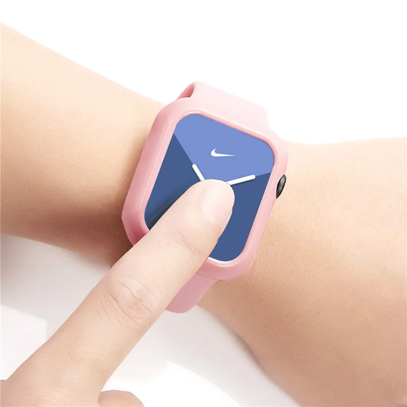 Pink Защитный чехол для Apple Watch 5, 4, 360, тонкий чехол для часов из поликарбоната, 40, 44 мм, для iWatch, бампер, покрытие экрана, полная защита, покрытие корпуса - Цвет: Pink