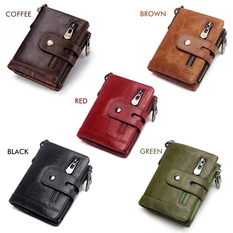 Free Engraving Cowhide Genuine Leather Men Wallet Coin Purse Mini Card Holder Chain PORTFOLIO Portomonee Male Walet Pocket Chain