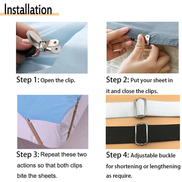 4 db Állítható Rugalmas Matrac Borító Saroktartó Klip Dupla Fej Klipek Megfogó Tartó Harisnyanadrág Ágynemű Rögzítők - Image 4