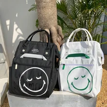 smiling face backpack computer student schoolbag backpack schoolgirl boy running away from home bag