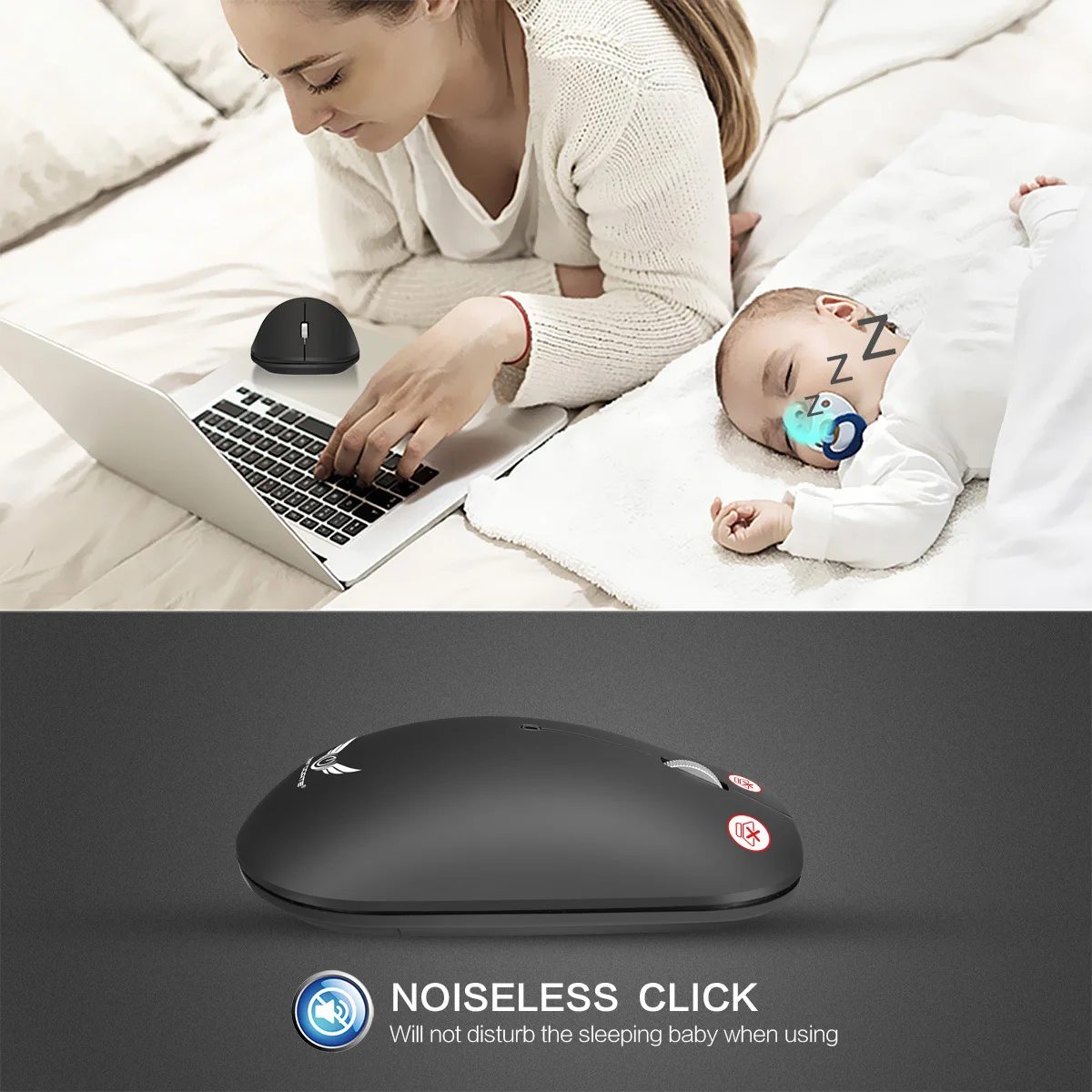 

Mute noiseless Wireless 2.4G mouse for Laptop computer PC notebook Silent 3 keys ABS business affairs mice Office Supplies