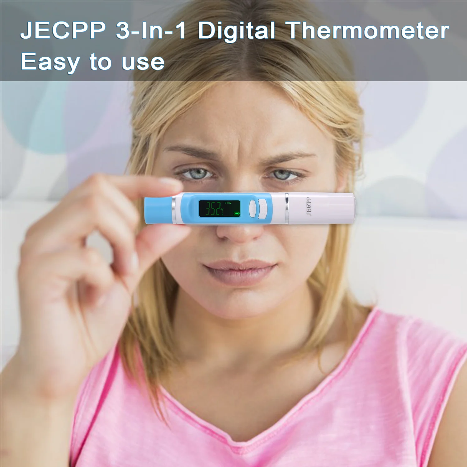 

JECPP 3-In-1 Digital Thermometer Accurate & Fast Readings Mini Thermometer Infrared for Children Babies Adults Non Contact