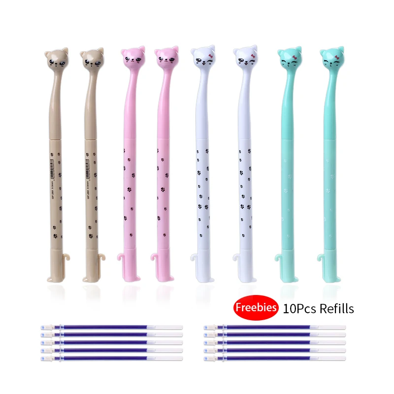 creative cat 8pcs 8 шт./компл. Творческий Созвездие ростки соломы животных гелевая ручка тонких листов Kawai черная кошка фрукты динозавров Свинья морковь синий Цветной школьная вещь - Цвет: creative cat 8pcs