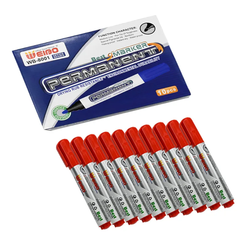 

10 шт./партия водостойкая красная маркерная ручка для письма, офисные канцелярские принадлежности, маркерная ручка с большим маслом, многофункциональная маркерная ручка, школьные принадлежности