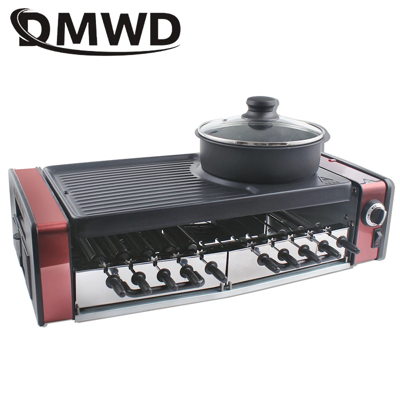 Multifunction Electric Skewer Griddle Hot Pot Barbecue Grill Elecitrc BBQ Kebab Rotary Grill Stove Rotisserie Teppanyaki Fry Pan 2