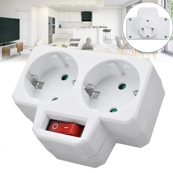 

1Pc New Double Socket Conversion Socket With Outlet Switch Plug EU Standard 250V 16A ABS Multiple Plug 92*78*68mm