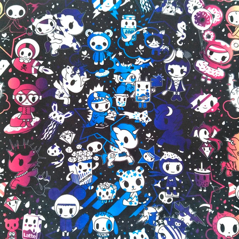 145 см ширина мультфильм Животные Единорог холщовая ткань с принтом Чехлы для подушек/Diy сумки/Slipcover DIY шитье