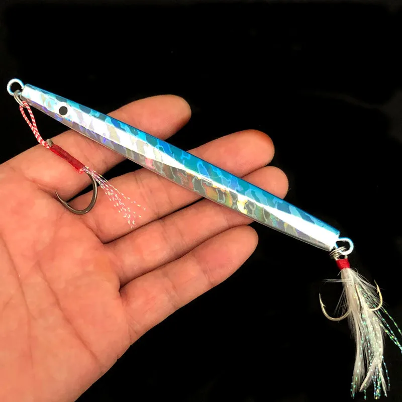 Blue Silver Hook Jigbait приманка морской Троллинг металлический, для рыболовства Джиги быстрая раковина 40 г/12 см 60 г/13 см искусственная жесткая приманка партия 6 штук - Цвет: Blue Silver Hook