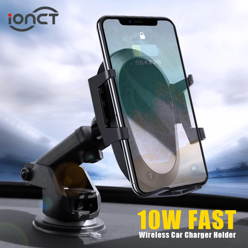 IONCT 10 Вт Быстрое беспроводное автомобильное зарядное устройство для IPhone 11 XS XR X 8 Qi