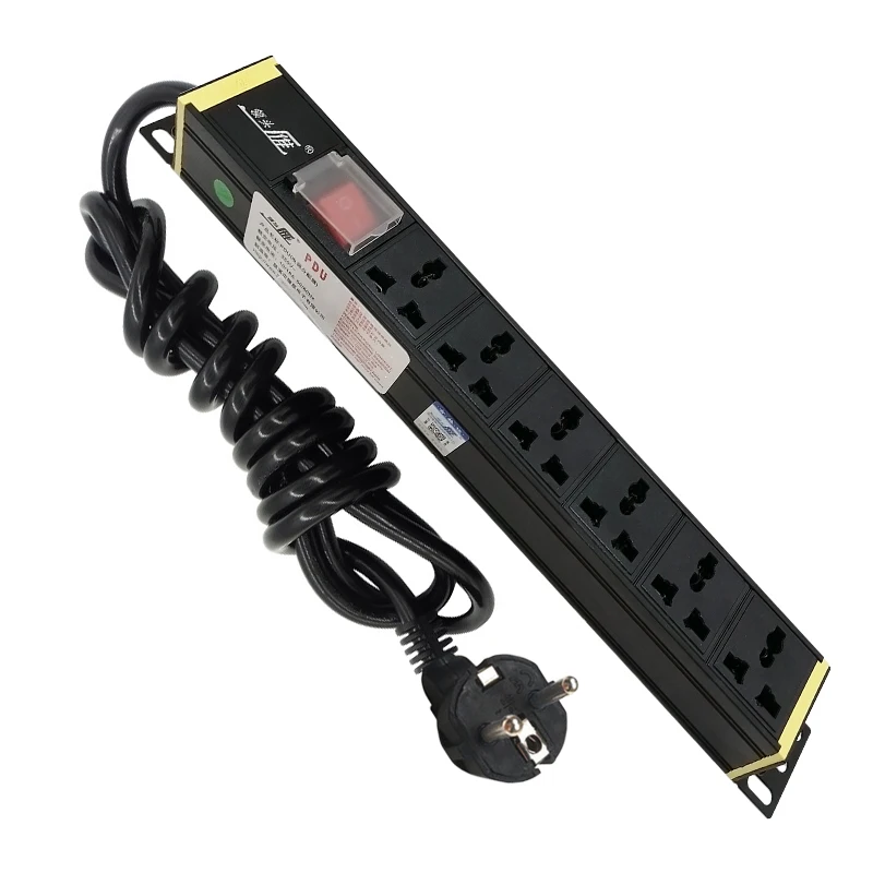 

PDU Universal hole Outlets Network Cabinet Rack Supply Power Distribution Switch Power Supply Outlet Switch Power Suppl 6 Unit