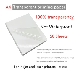 Premium Waterproof Glossy Sticker Paper - Self-Adhesive A4 Sheets (Transparent 50pcs  Q)