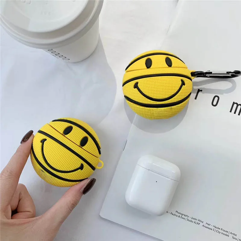 

For AirPod 2 Case 3D Smile Basketball Cartoon Soft Silicone Wireless Earphone Cases For Apple Airpods Case Cute Cover Funda