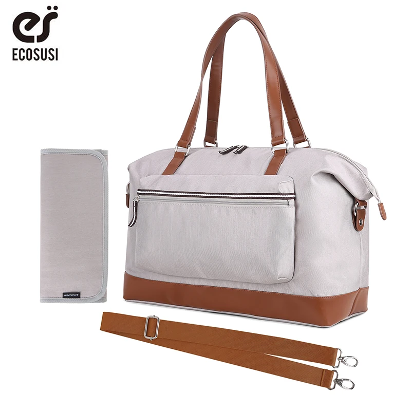 

ECOSUSI 17.7 Inch Large Diaper Bag Travel Duffel Tote Bag for Mom and Dad with Changing Pad Large Capacity Diaper Shoulder Bag