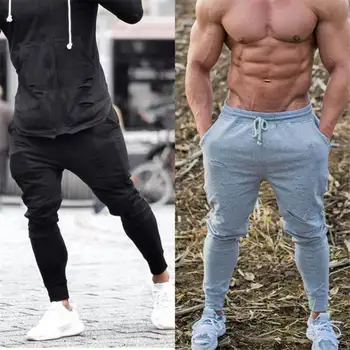 

Men Gym Cargo Combat Trousers Tracksuit Bottoms Skinny Joggers Sweat Track Pants Autumn