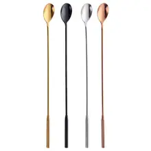 Ложка с длинной ручкой для льда из нержавеющей стали, перемешивание кофейные ложечки для молочного чая, коктейля, десерта, розового золота/золотого/черного/серебряного цвета