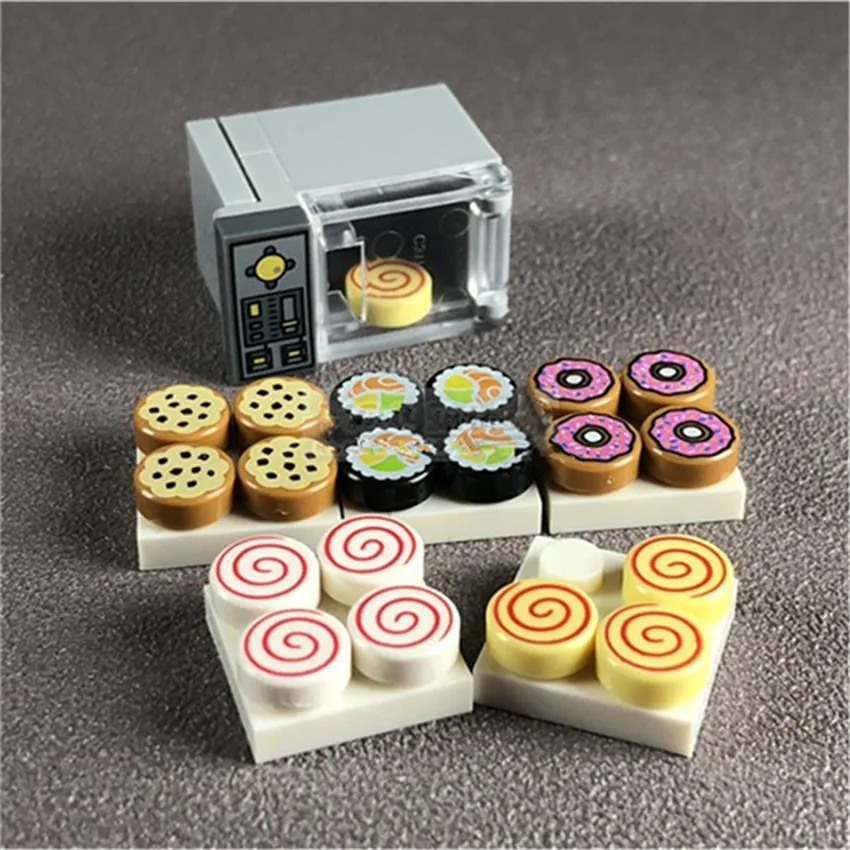 

Microwave Oven Building Blocks Legoinglys Toy Block City Party Home Scenes MOC Accessories Bricks Food Dessert Set DIY Kits Toys