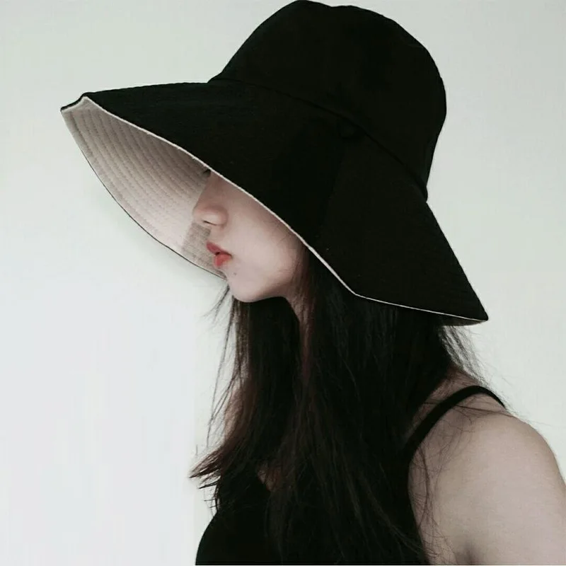 

Summer fisherman hat female Korean version of the wild double-sided face-covering hat tide travel big along the sun hat sun hat