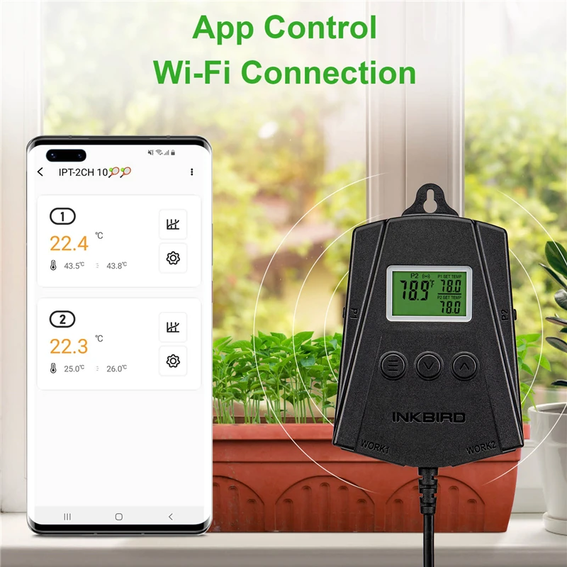 Inkbird IPT-2CH Temperatur WiFi Heat Mat Thermostat Controller US/EU Plug  for Seed Germination Reptiles Home Brewing Incubation