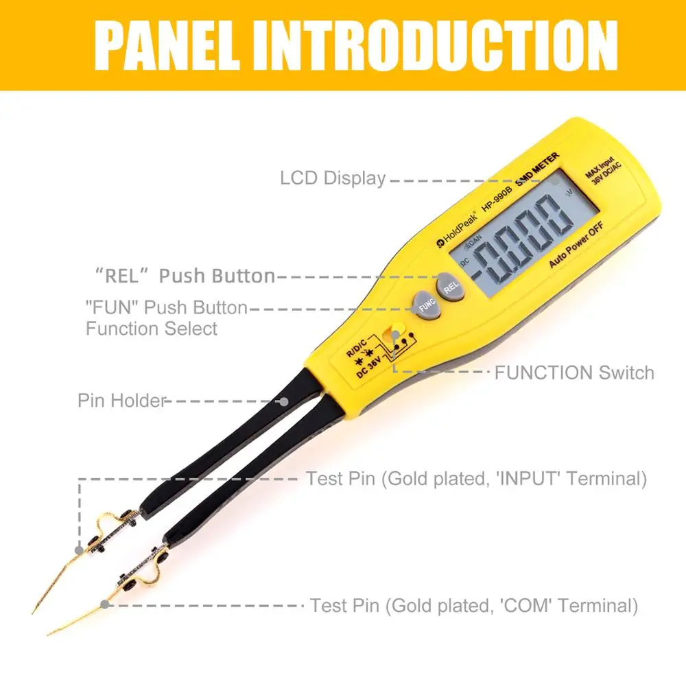 HOLDPEAK 990B Smart Tester Digital SMD Handheld Resistance Capacitance 4000 Counts Tester LCR Meter/ESR Meter/Digital Multimeter