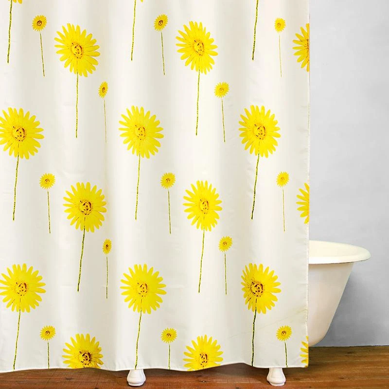 

SunFlower Polyester Shower Curtain With Hooks Waterproof Mildew Resistant Bath Curtain High Quality Durable Bathroom Curtain
