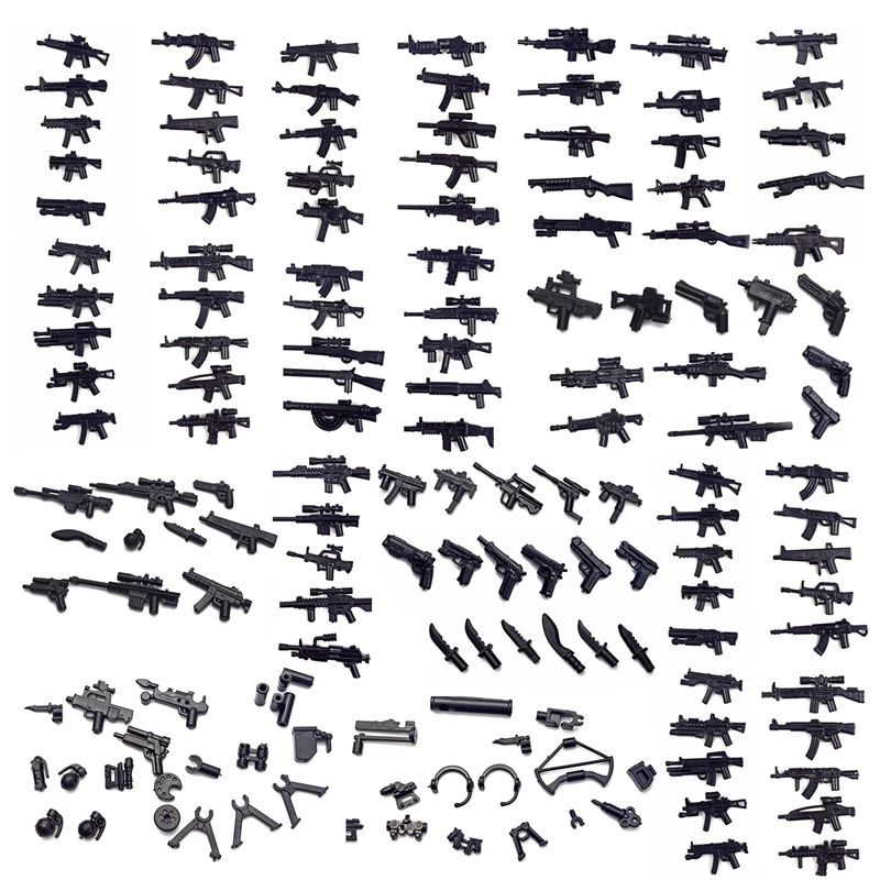 Brick Weapon-Accessories Building-Block Ghillie-Suit Soldier Parachute SWAT Army-Gun