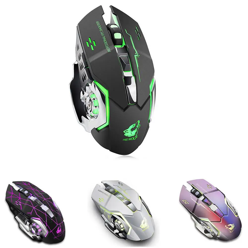 Rechargeable X8 Wireless Mute LED Backlit USB Optical Gaming Mouse Gamer Fine 