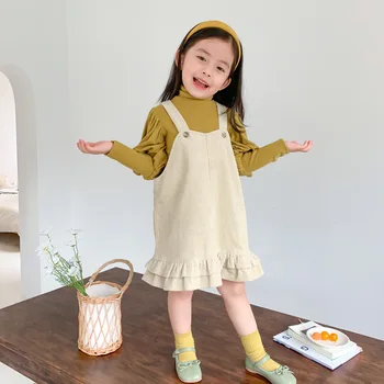 

Autumn Winter Corduroy Girls Sundress Loose Braces Dress Baby Girl Strap Dresses For Girls Solid Overalls Kids Girls Jumpsuit