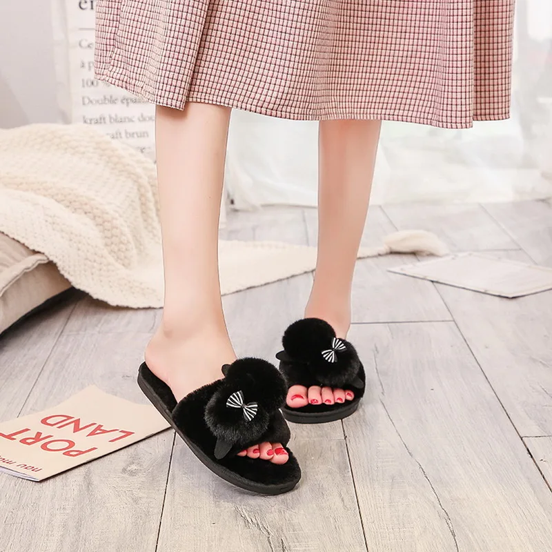 SHUJIN Female Cartoon Plush Doll Slippers Cute Ladies Cotton Indoor Shoes Women Slippers Open Toe Home Shoes New Women Footwear