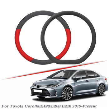 

Car Steering Wheel Cover Black Red Drilled Suede Breathable Leather Universal Fit for Toyota Corolla E190 E200 E210