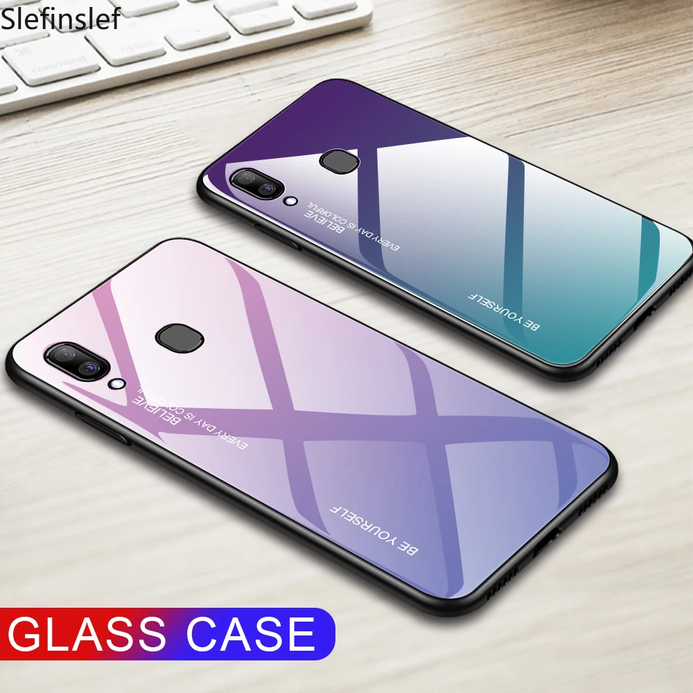 Чехол из закаленного стекла с градиентом для Samsung Galaxy A20E A20 Samsun E A 20e A20e Aurora цветной