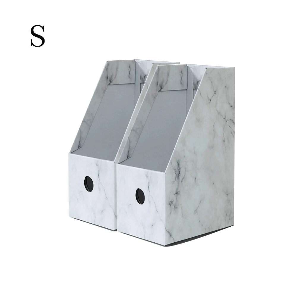 MQQ Foldaway File Holder Marble Newspaper Box Desk Top Organizer Magazine Bookend White Corrugated Paper Stationery S(10PCS)）