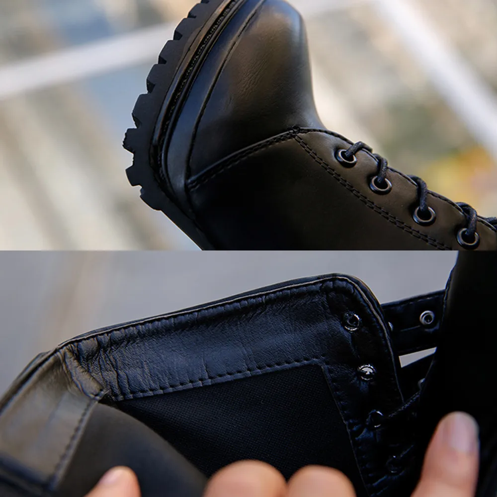 Ботинки; женские ботинки на высоком каблуке; обувь на шнуровке в готическом стиле; модные зимние кожаные ботинки; Женские однотонные черные ботинки в стиле панк