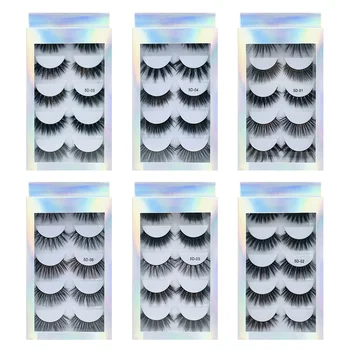 

5 Pairs 3d Faux Mink False Eyelashes Thick Volume Natural for Beauty Makeup Extension Fake Eyelashes Strip Lashes Laser Box 2019