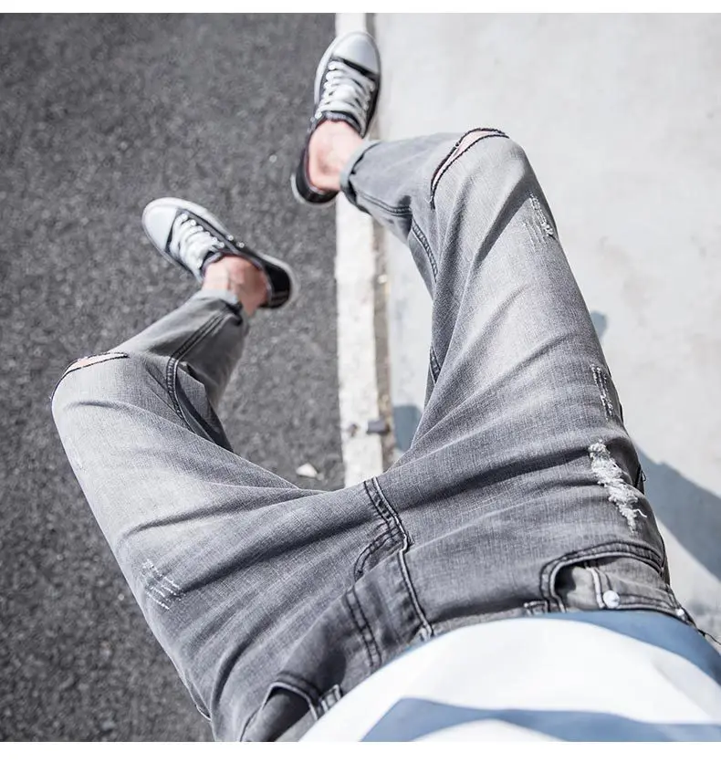 GEJIAN Summer New Fashion Jeans Men's Trend Streetwear High Quality Hip Hop Pants Brand Slim Casual Jeans Men jeans homme