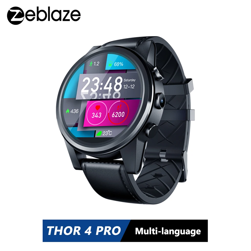 

Zeblaze Smart Men Watch THOR 4 PRO 4G SmartWatch 1.6 inch Crystal Display GPS/GLONASS Quad Core 16GB 600mAh Hybrid Leather Strap