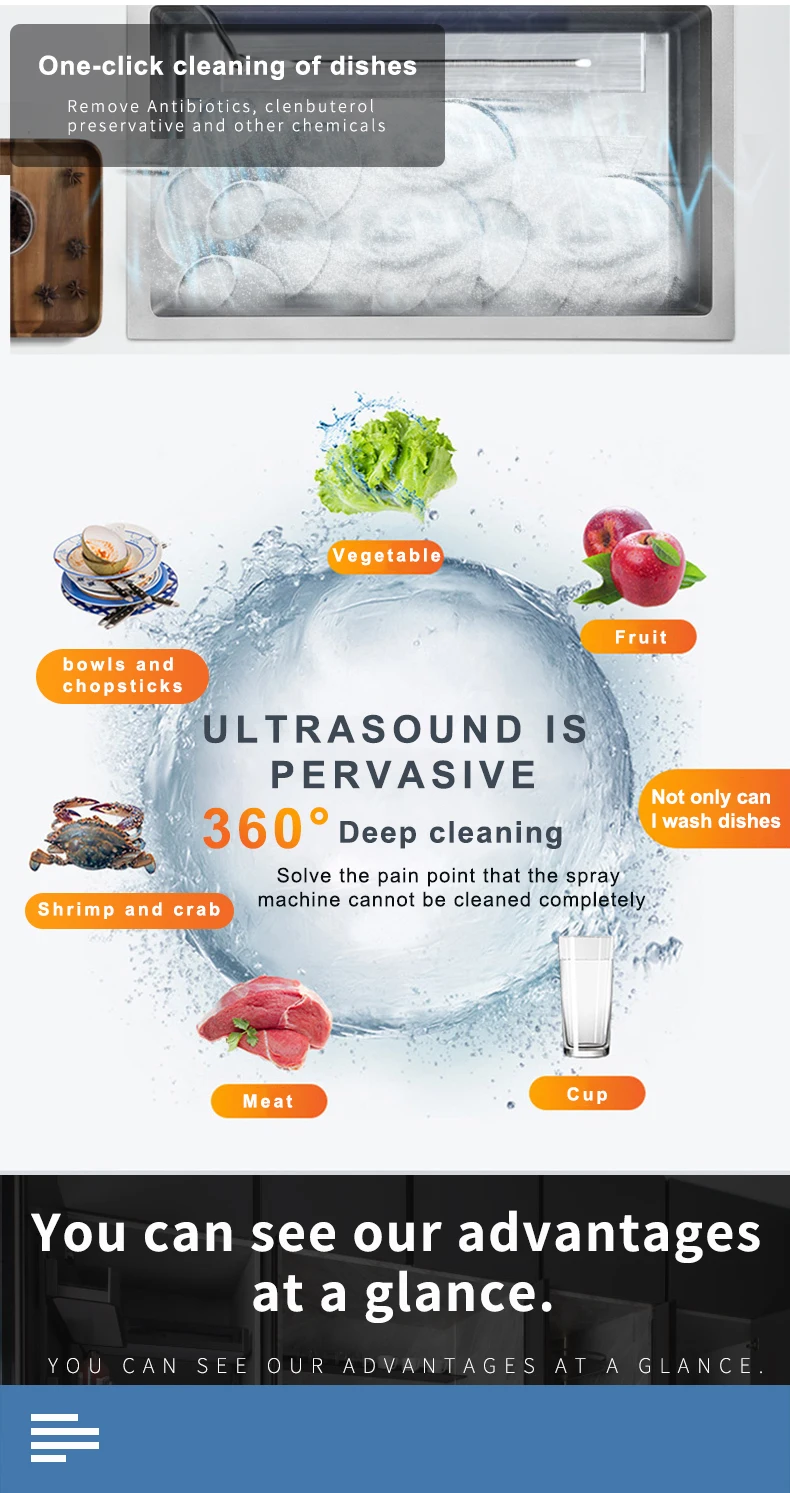 The New Ultrasonic Dishwasher Commercial Sink Fully Automatic Portable