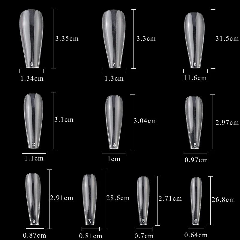 600 шт./пакет длинные гроб накладные ногти-стилеты гвозди из АБС-пластика в новом дизайне; балетки для Неил арта украшения для кончиков ногтей Clear/натуральные поддельные накладные ногти